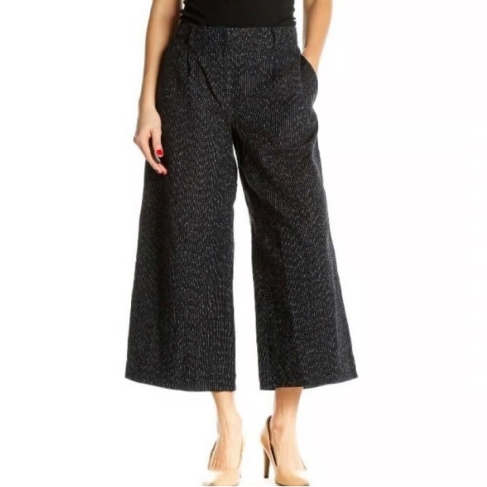 Eileen Fisher Women's Capri Pants Black Size M 100% Organic Cotton Wide Leg EUC
